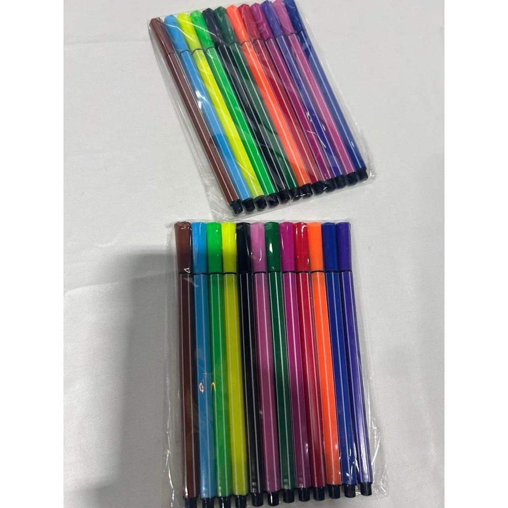 24 Count Assorted Fine Tip Marker‎ Pens Rainbow Colors Set of 2 Packs 12 Each